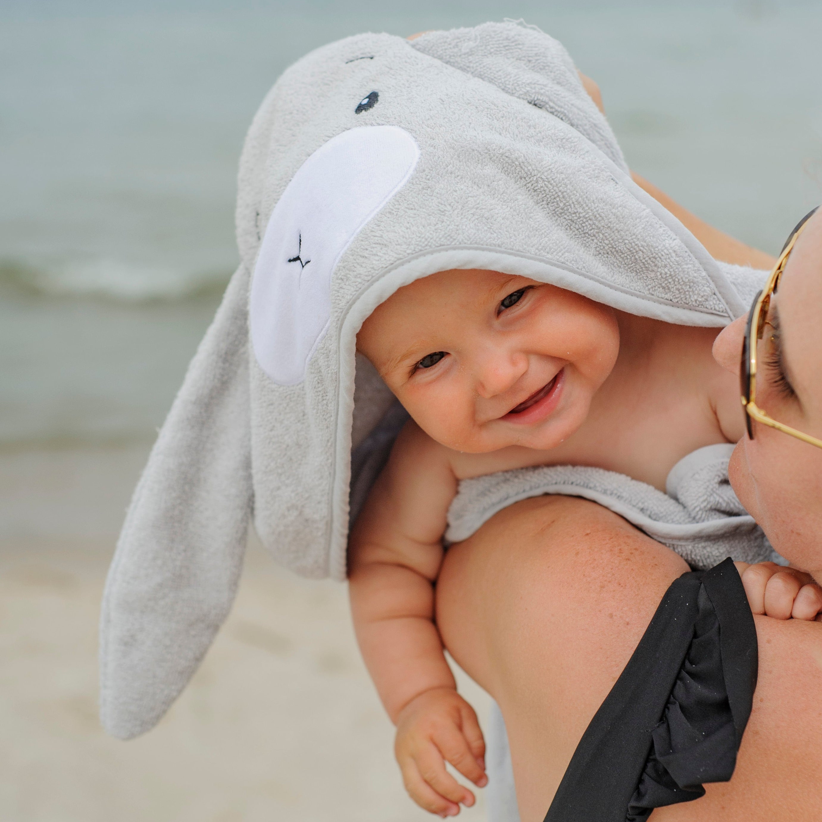 Effiki Baby Kapuzenhandtuch Hase grau