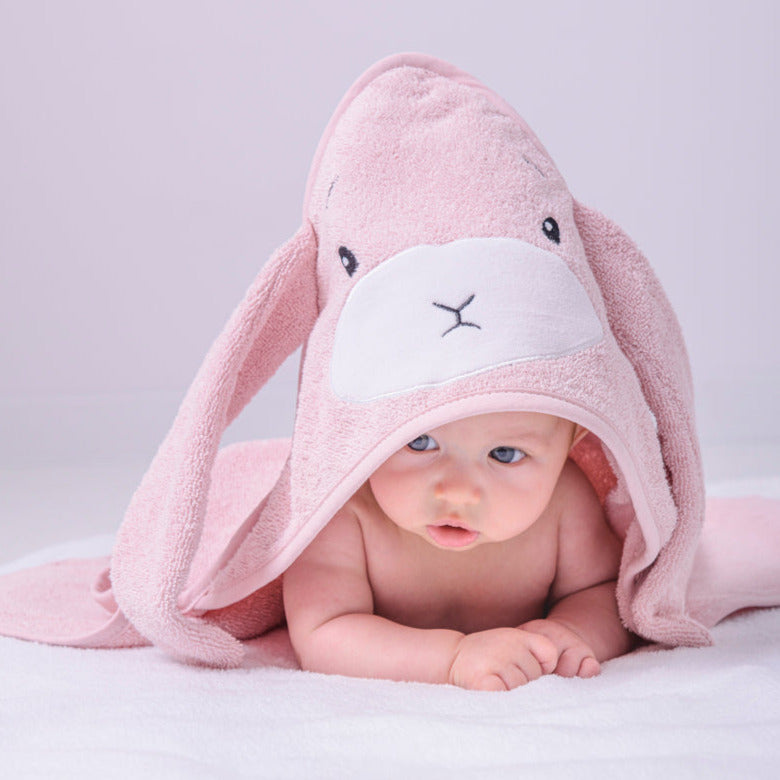 Effiki Baby Kapuzenhandtuch Hase rosa 75x75 cm Babyausstattung Wien & Linz