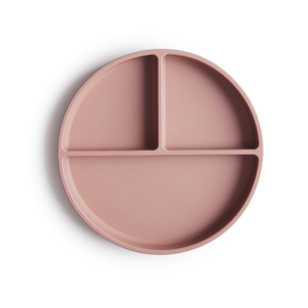 Mushie Silikon Teller mit Saugnapf blush