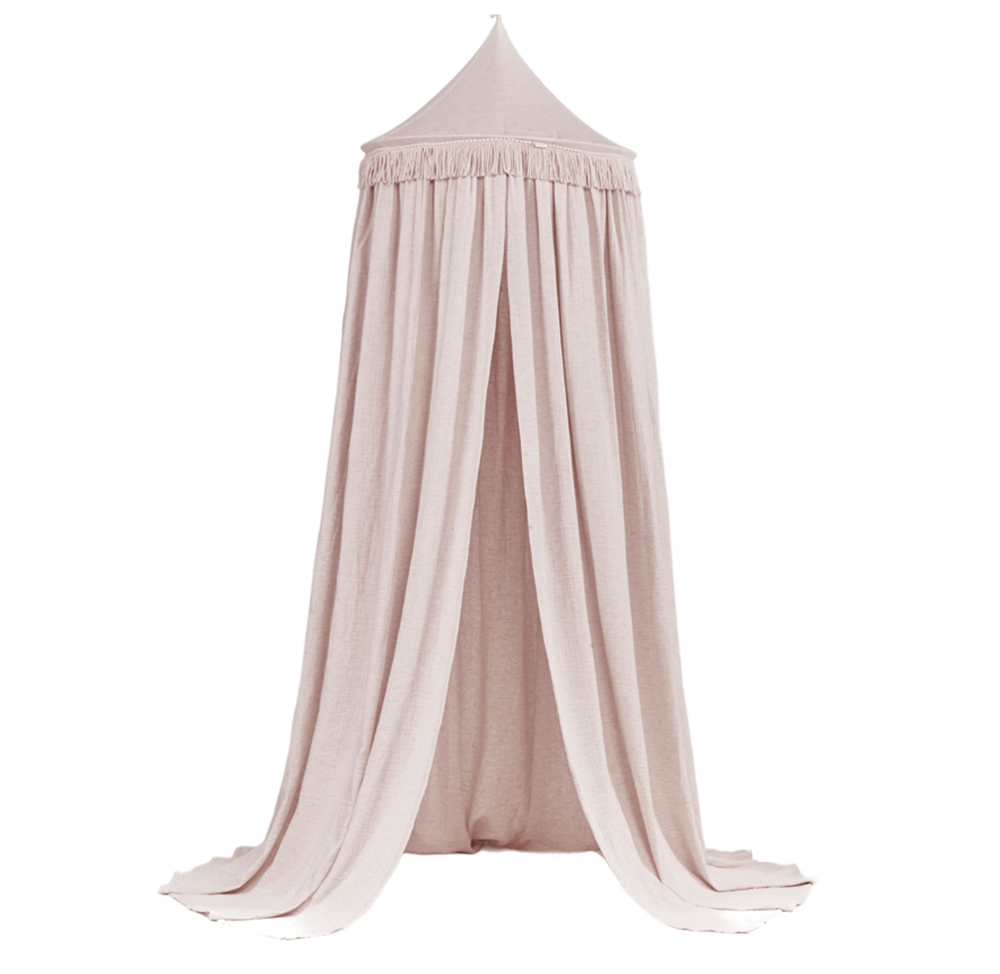 Cotton & Sweets Baldachin Twist mit Fransen puderrosa 70 cm breit
