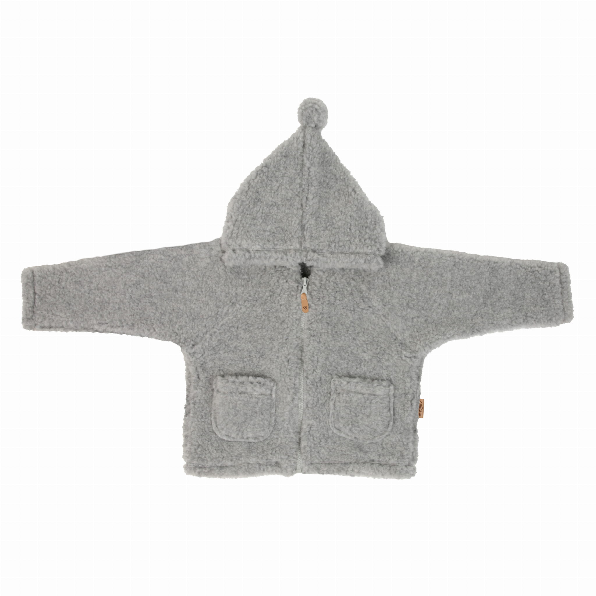 Jacke mit Kapuze aus Premium-Schafwolle hellgrau