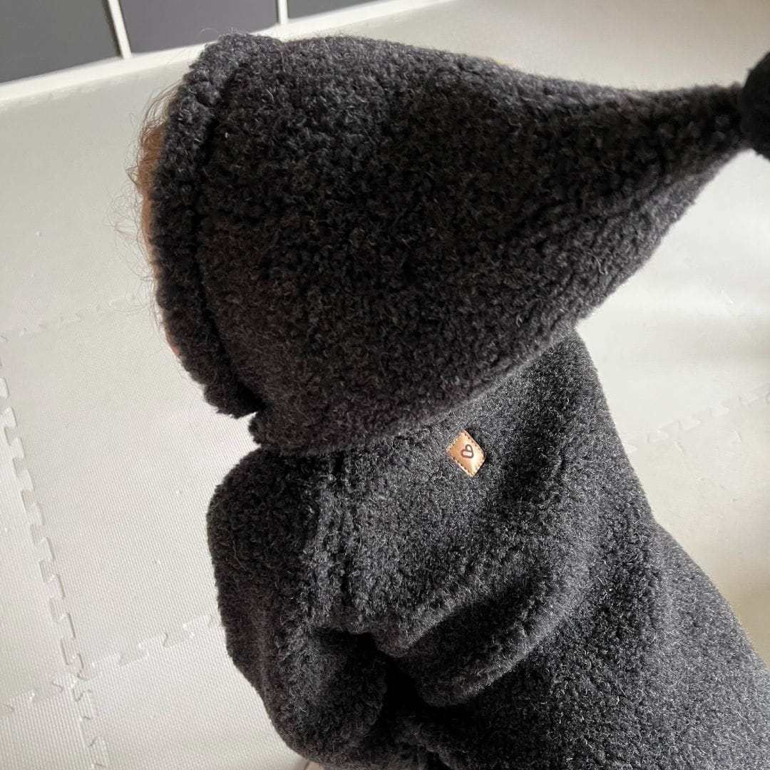Jacke mit Kapuze aus Premium-Schafwolle graphit