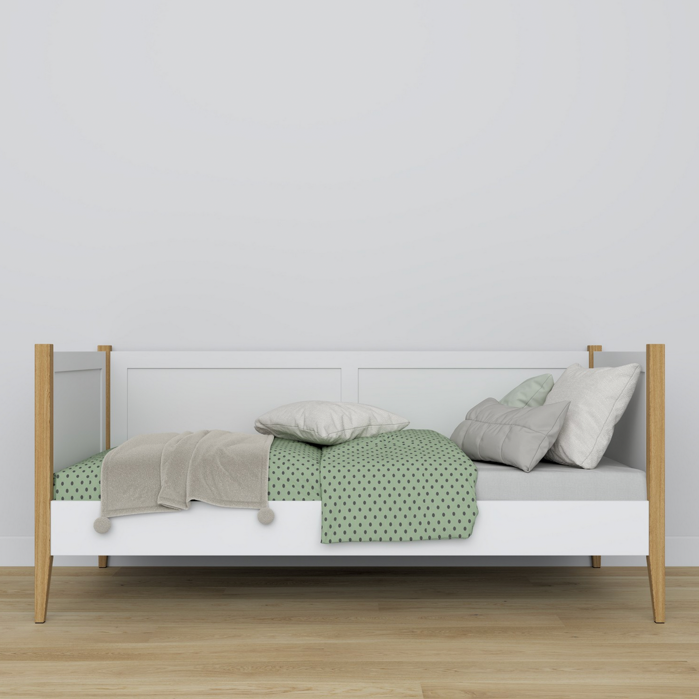 Kinderbett Sofa NORSK weiß / eiche