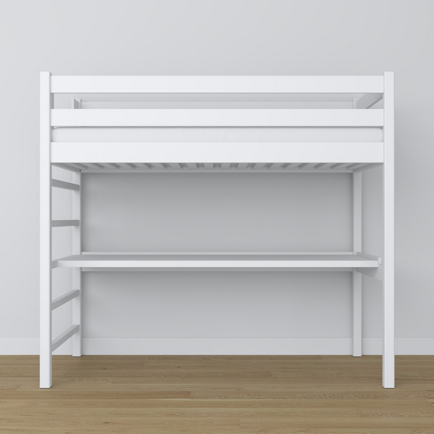 Hochbett WOODY 01 weiß mit Schreibtisch