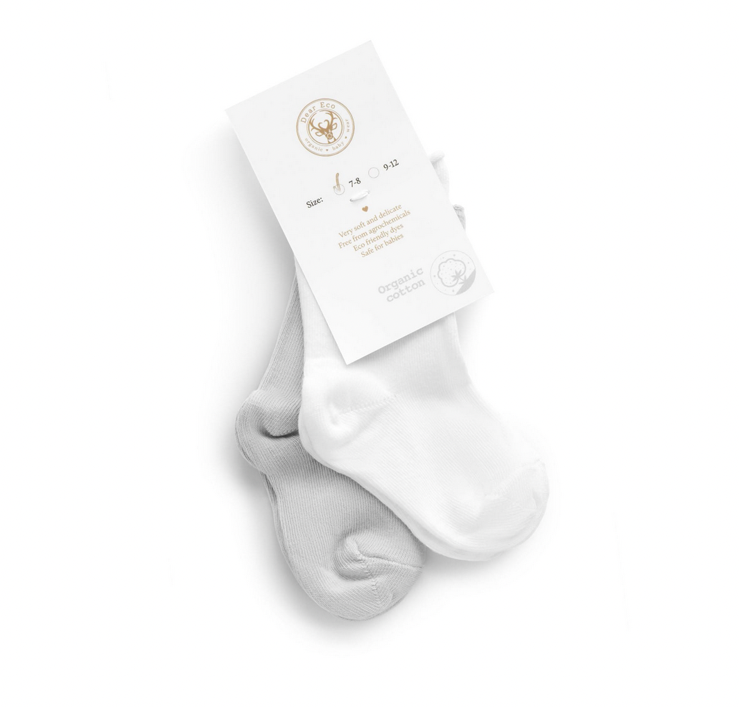 Dear Eco Baby Socken aus organischer PIMA-Baumwolle weiß &amp; grau