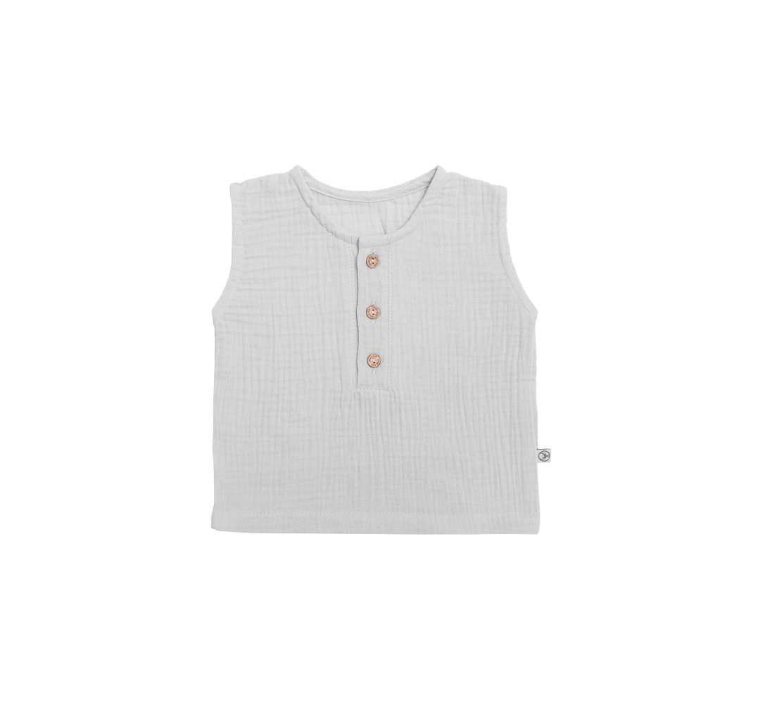 Baby Top hellgrau aus Bio-Musselin von Dear Eco
