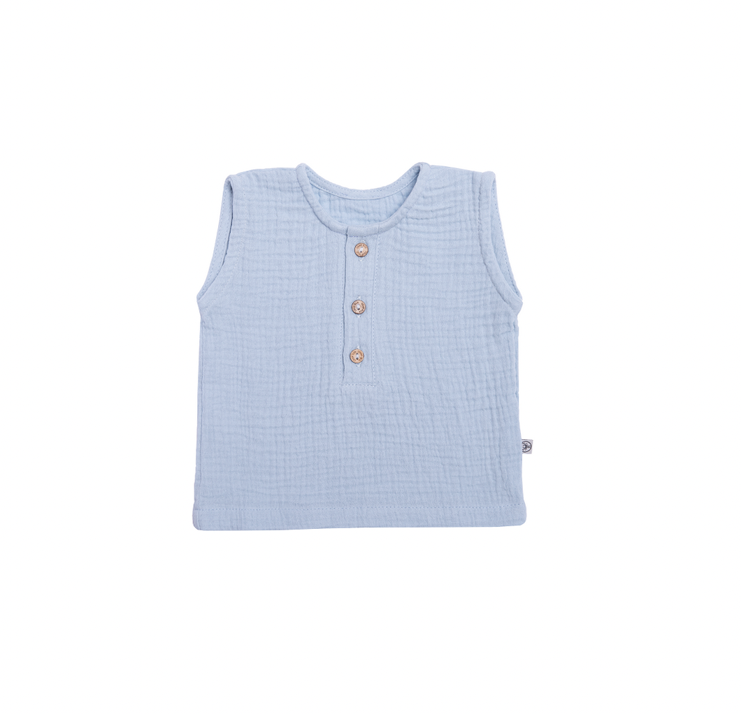 Baby Top hellblau aus Bio-Musselin