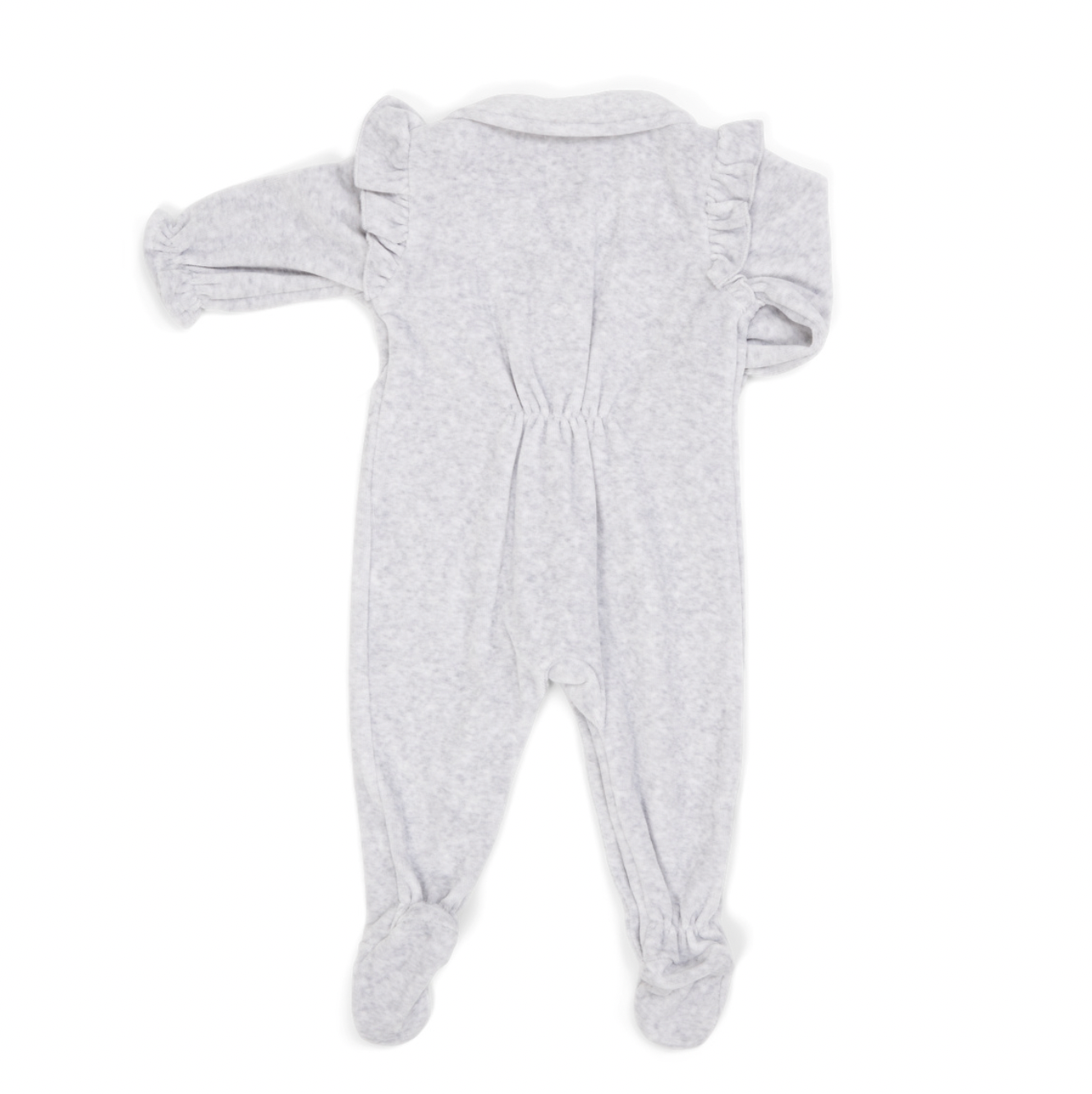 Baby Strampler Samt mit Rüschen hellgrau