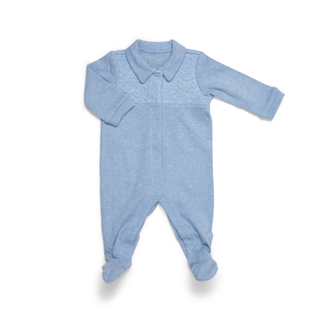 Baby Strampler mit Füßen Chevron blau von Poetree Kids