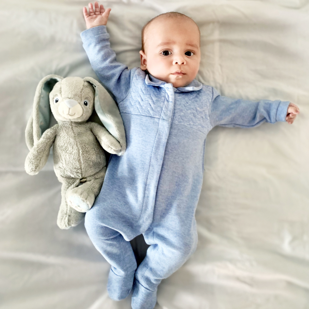 Baby Strampler mit Kragen Chevron blau von Poetree Kids