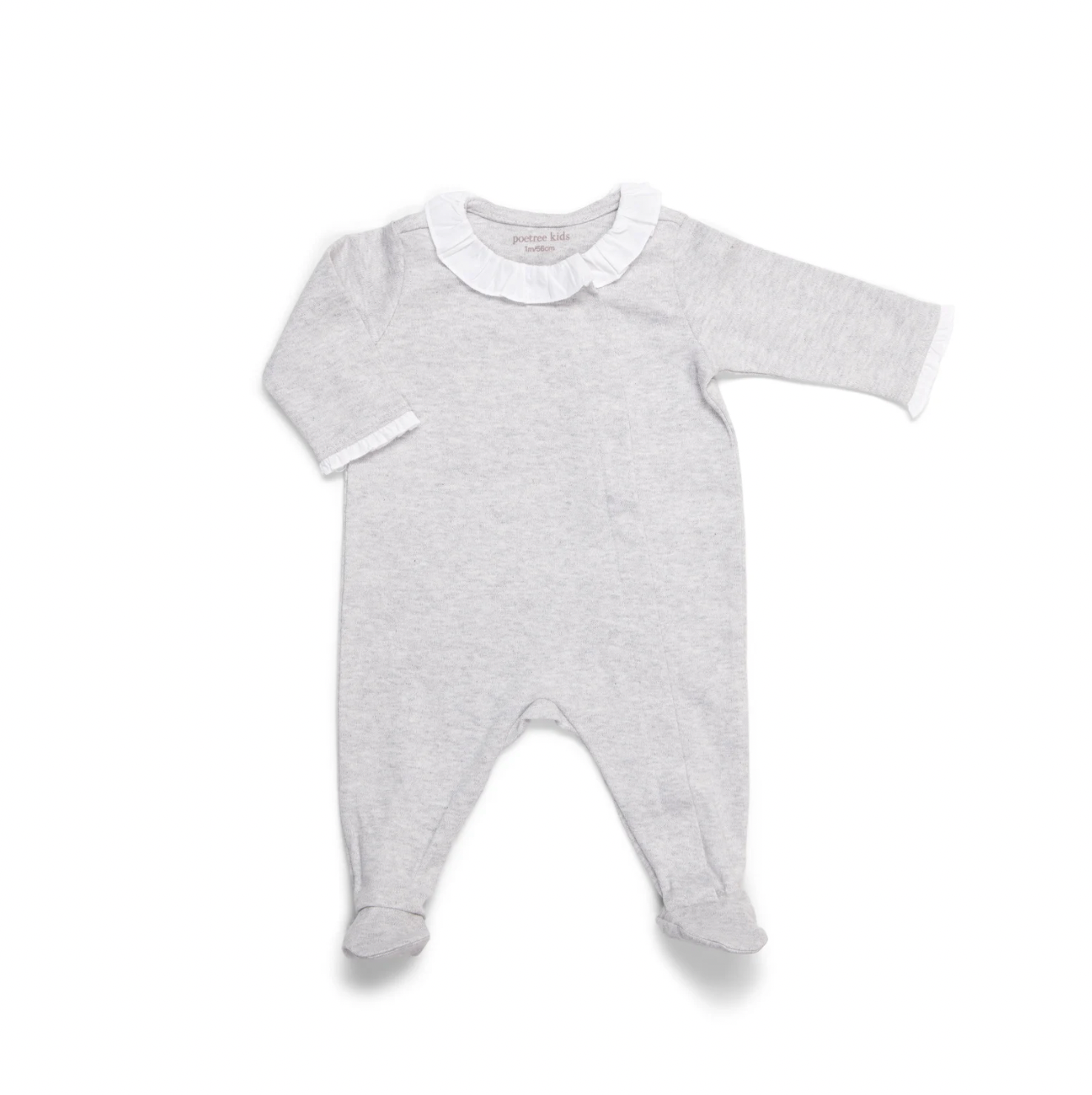 Baby Strampler mit Rüschen in hellgrau