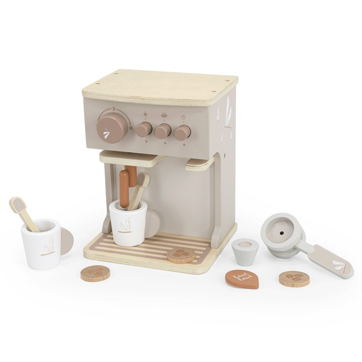 Kaffeemaschine aus Holz nougat ab 3 Jahren
