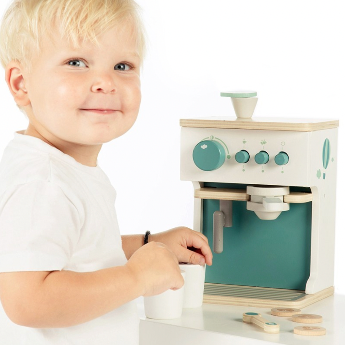 Kaffeemaschine aus Holz grün ab 3 Jahren