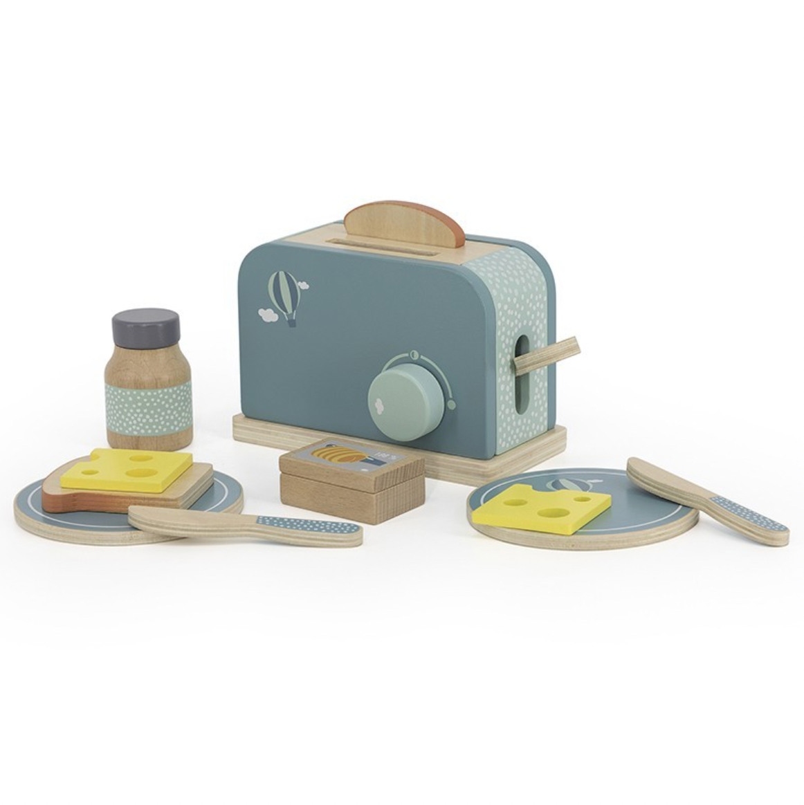 Label Label Kinder Toaster aus Holz in grün