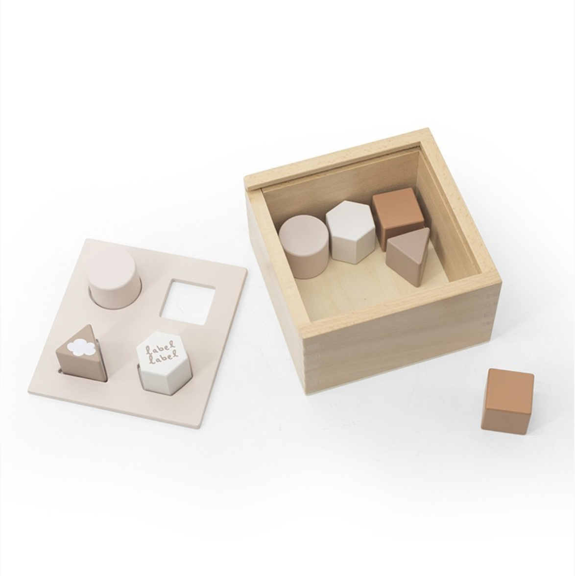 Sortierbox aus Holz nougat