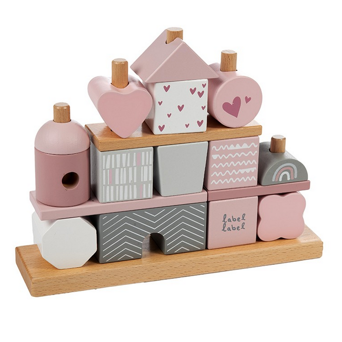 Holz Steck- & Stapelspiel Haus rosa ab 18 Monaten