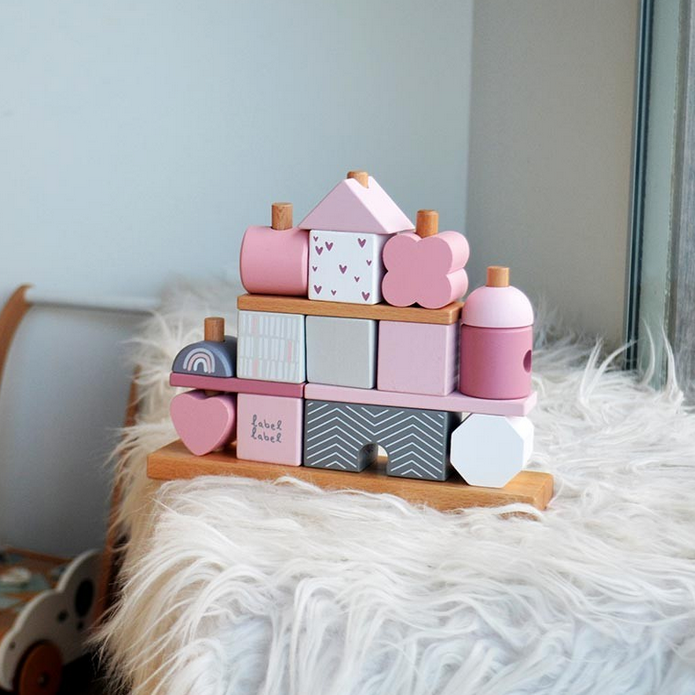 Holz Steck- & Stapelspiel Haus rosa ab 18 Monaten