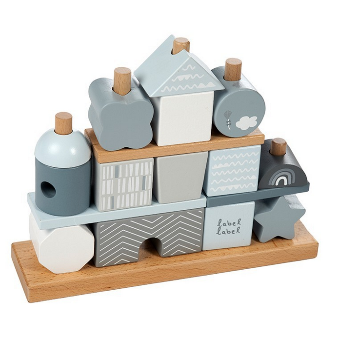 Holz Steck- & Stapelspiel Haus blau ab 18 Monaten