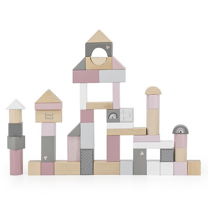 Holzbausteine Set 50 Stück rosa ab 2 Jahren