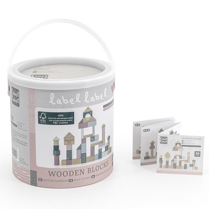 Holzbausteine Set 50 Stück rosa ab 2 Jahren