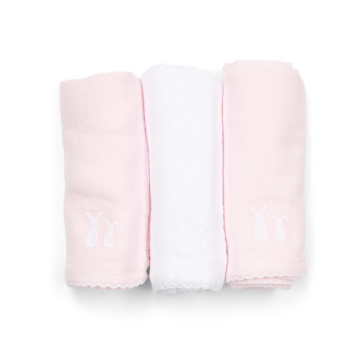Mulltücher Set Rosa & Weiß