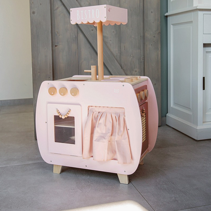 Bistro-Küche aus Holz rosa ab 3 Jahren