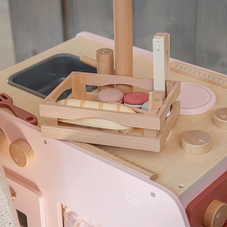 Bistro-Küche aus Holz rosa ab 3 Jahren