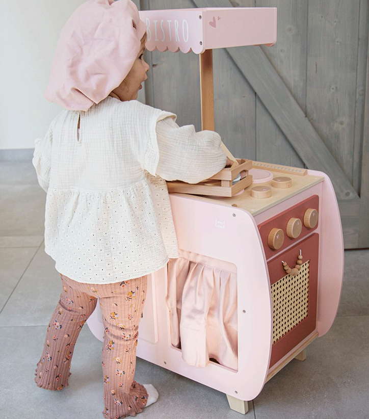 Bistro-Küche aus Holz rosa ab 3 Jahren