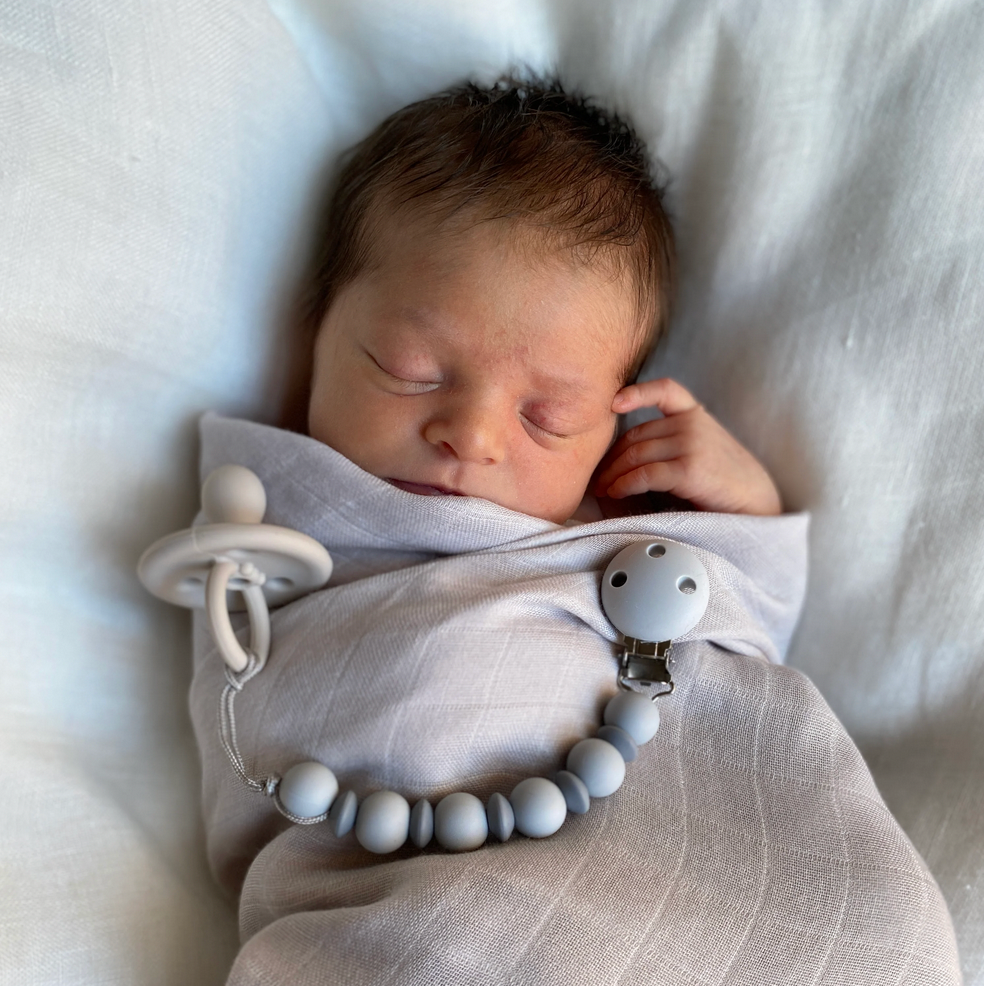 Schnullerkette aus Silikon pale & dark grey