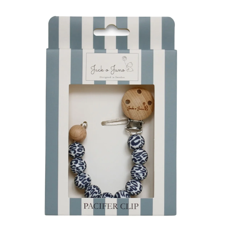 Schnullerkette aus Silikon und Holz navy leo