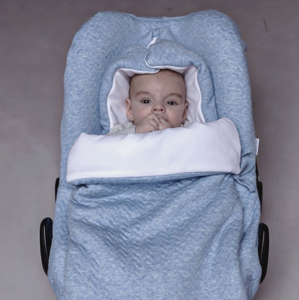 Fußsack für Babyschale Chevron Denim Blue