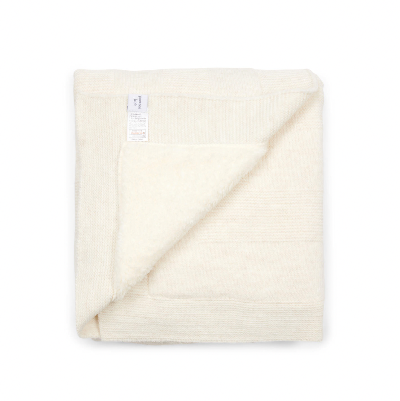 Warme Baby Decke aus Wolle off white von Poetree Kids