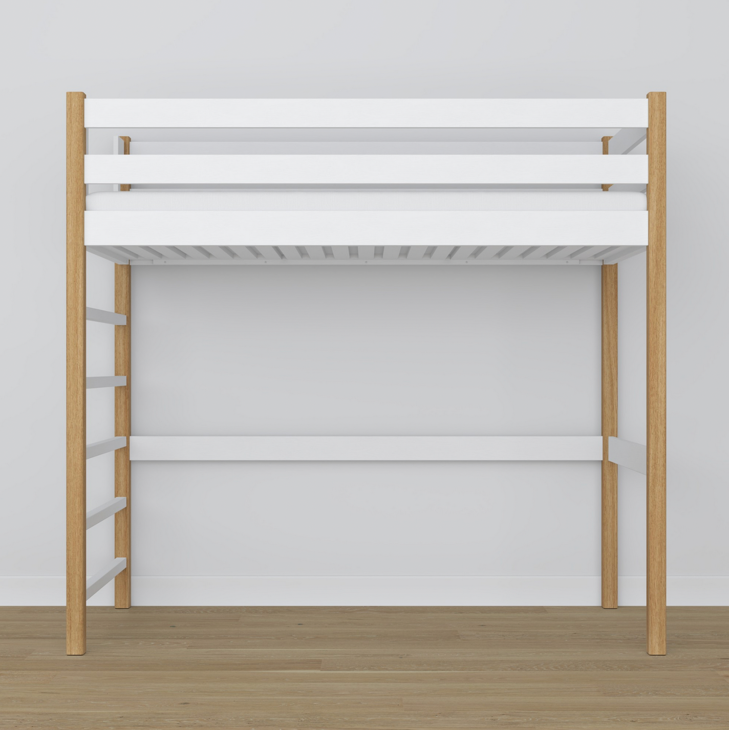 Hochbett WOODY 01 Eiche natur / weiß