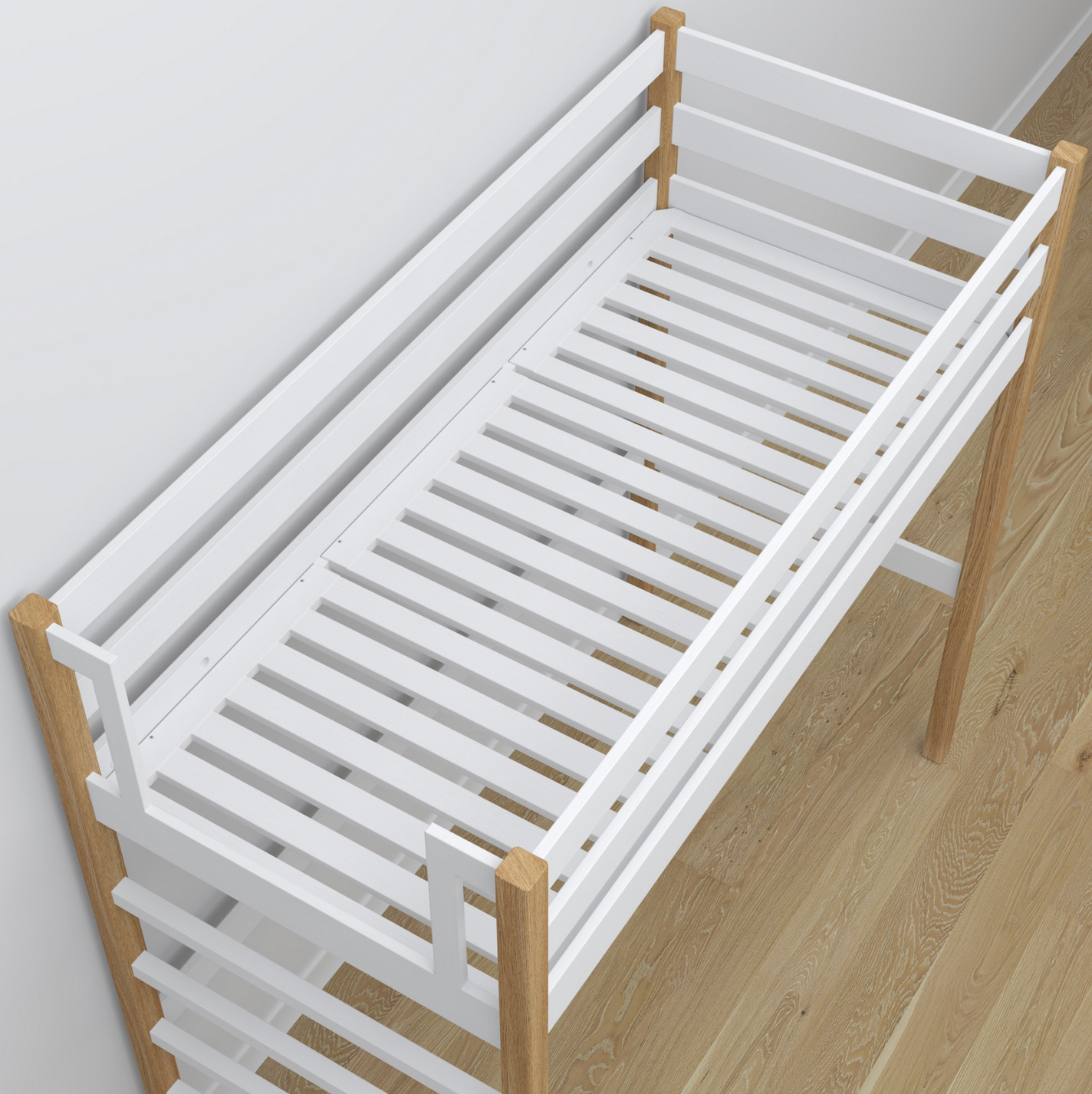 Hochbett WOODY 01 Eiche natur / weiß