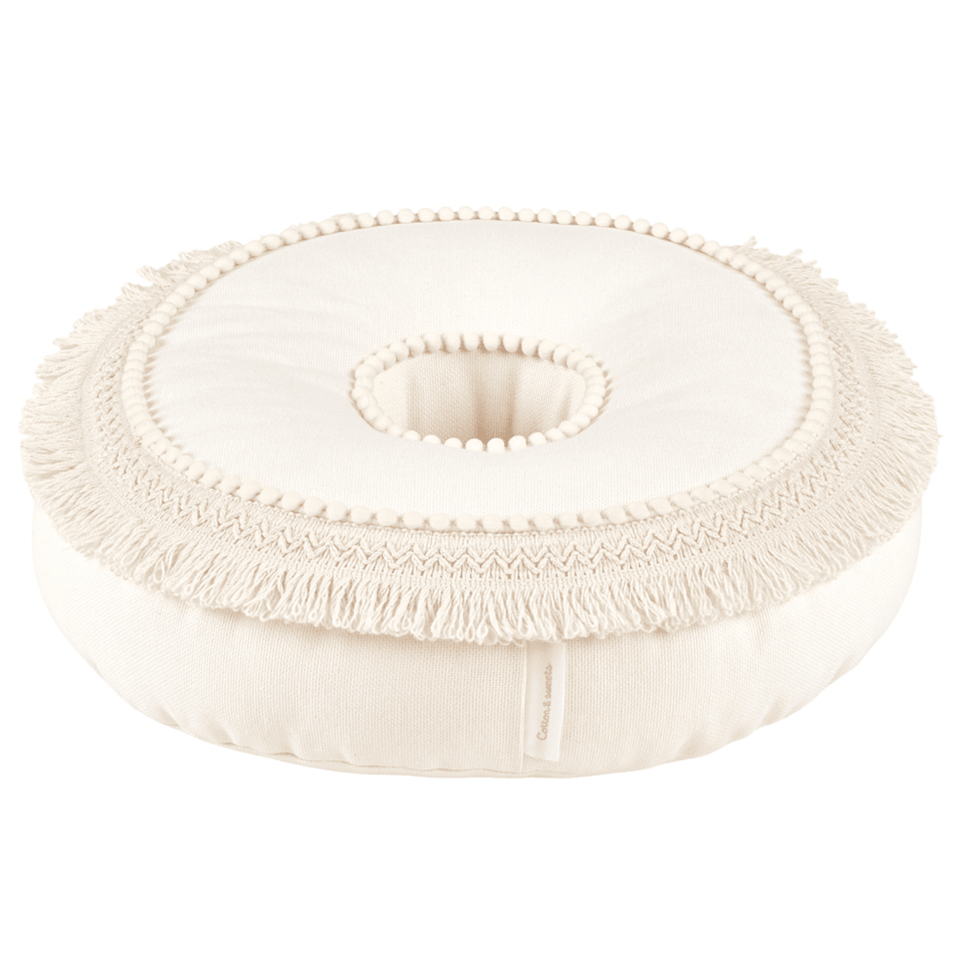 Rundes Kissen Donut Boho vanille online kaufen