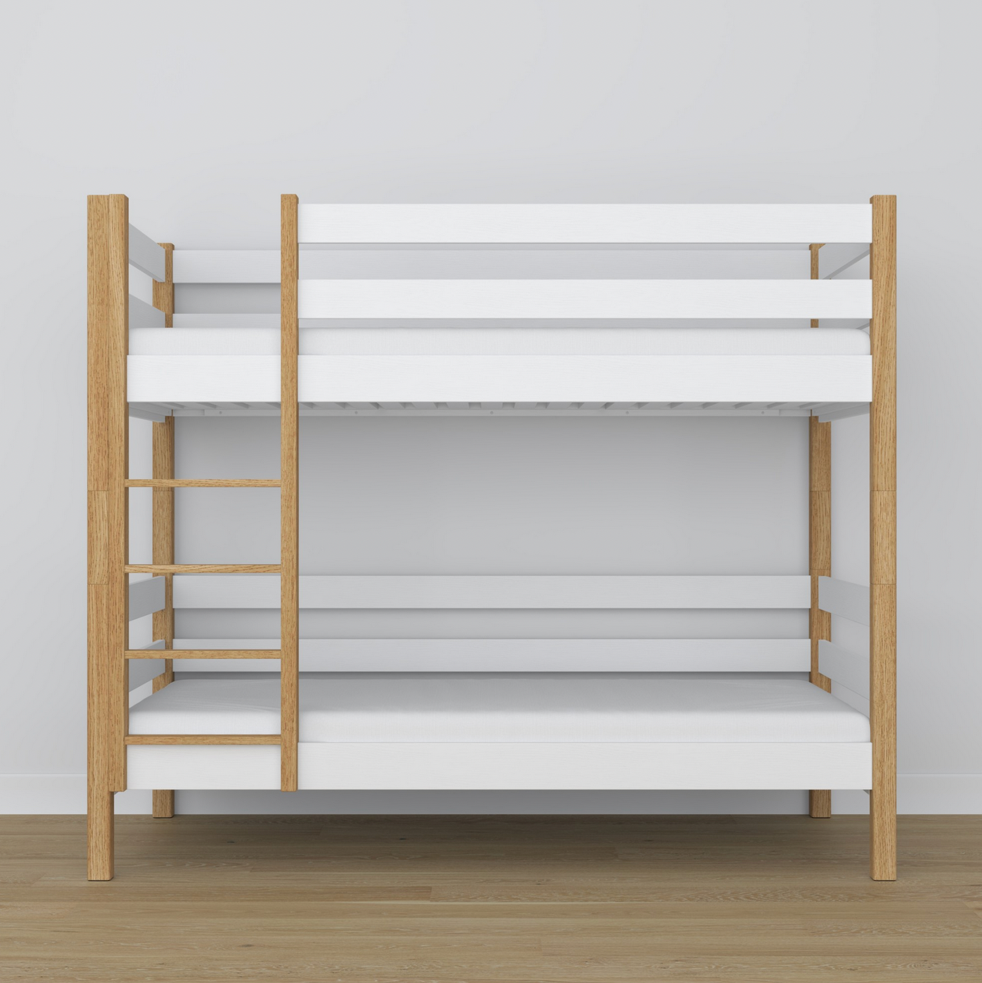 Stockbett WOODY 01 Eiche natur / weiß