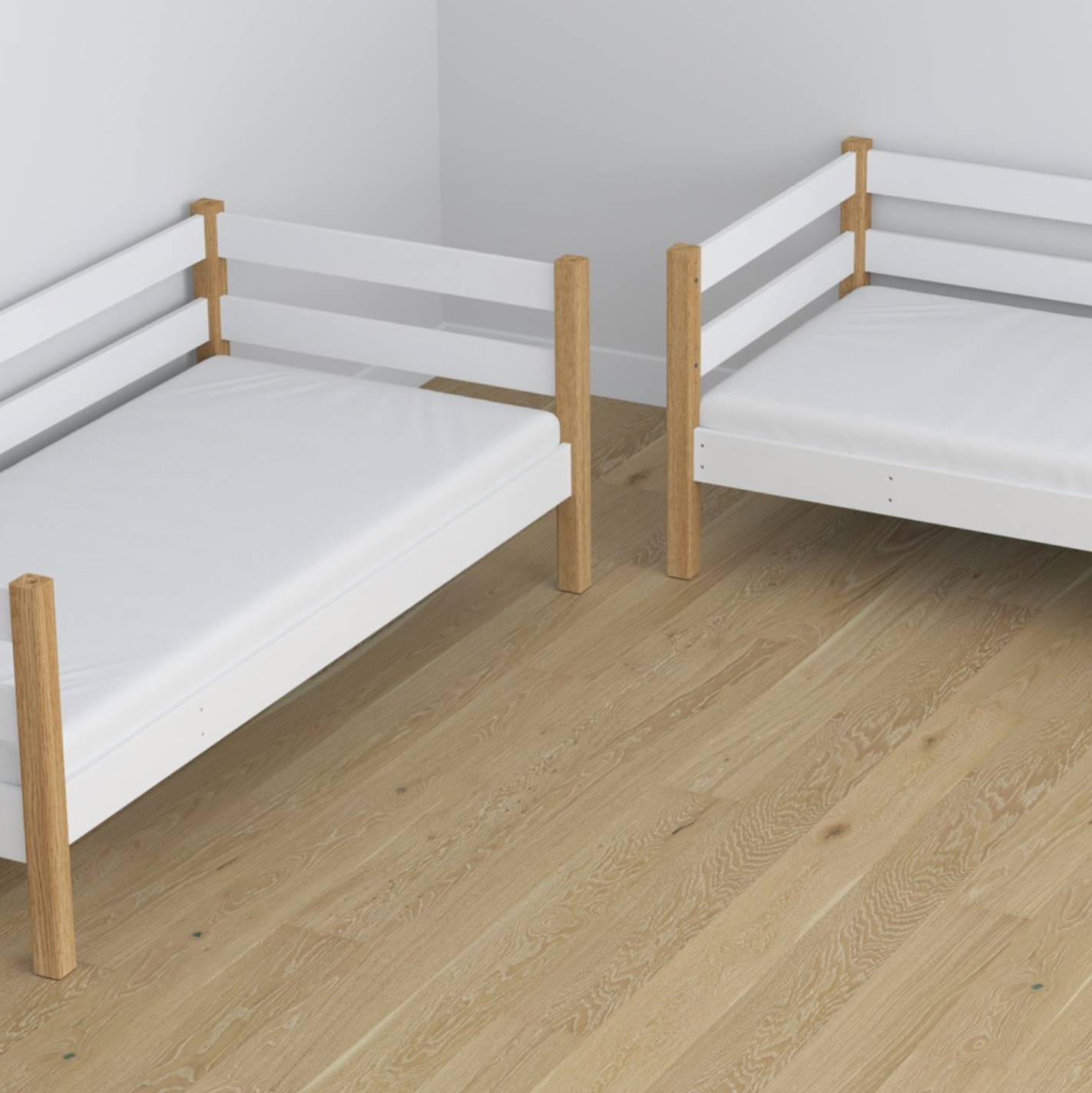 Stockbett WOODY 01 Eiche natur / weiß