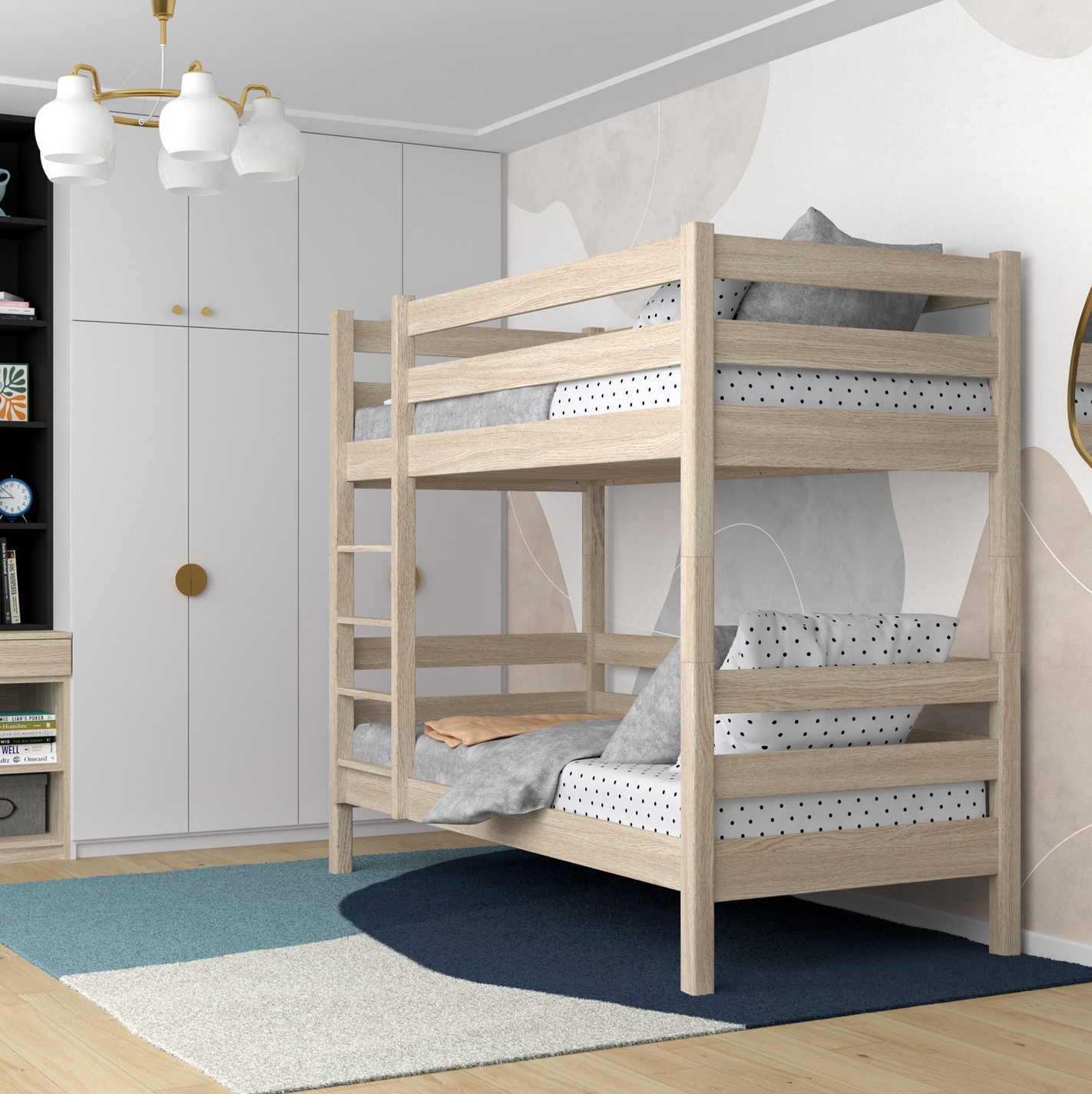 Stockbett WOODY 01 Eiche weiß lasiert