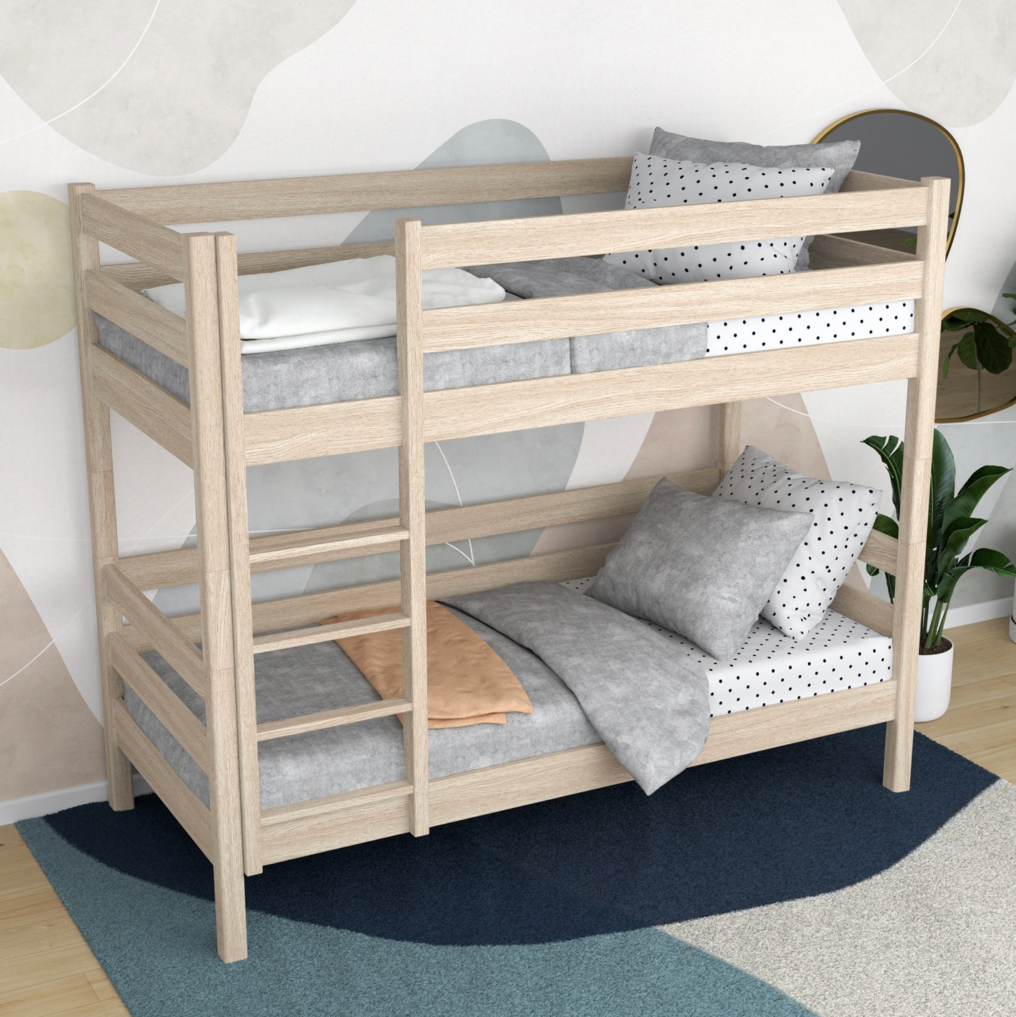 Stockbett WOODY 01 Eiche weiß lasiert