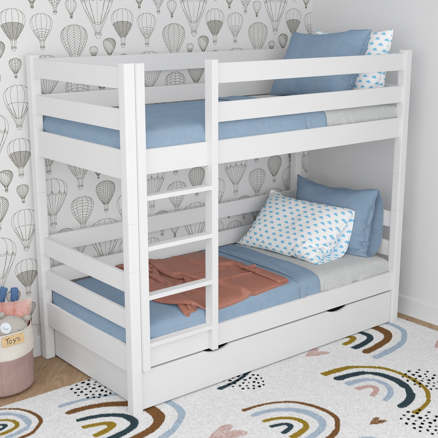 Stockbett WOODY 01 mit Schublade weiß