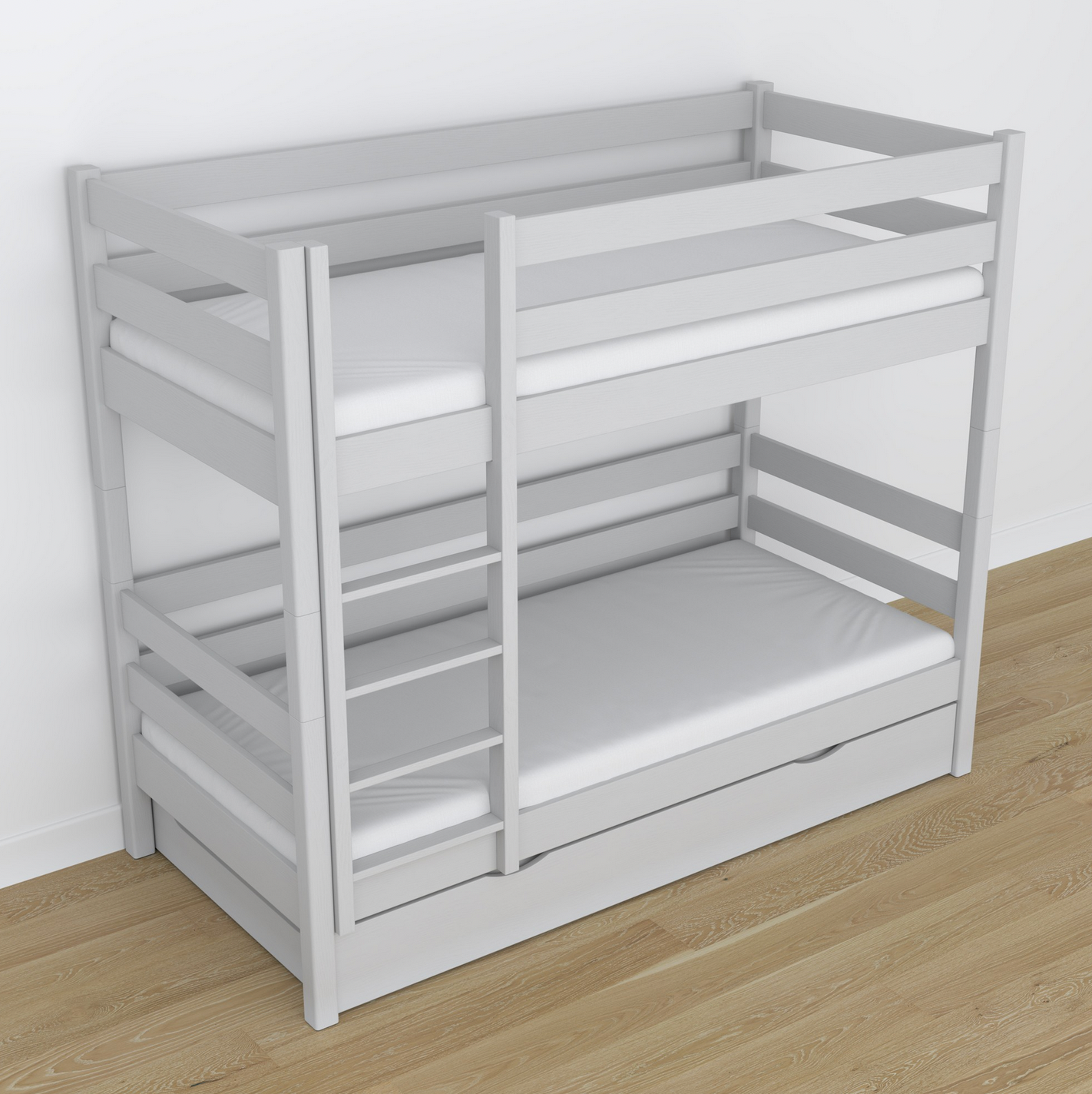 Stockbett WOODY 01 mit Schublade hellgrau