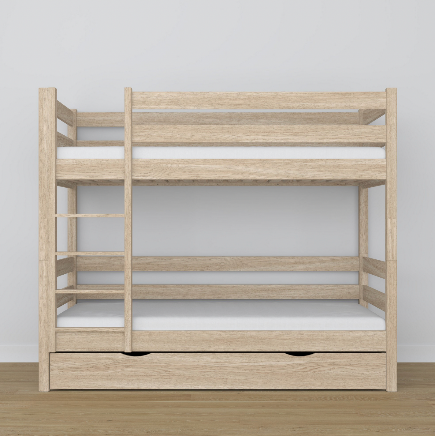 Stockbett WOODY 01 mit Schublade Eiche weiß lasiert