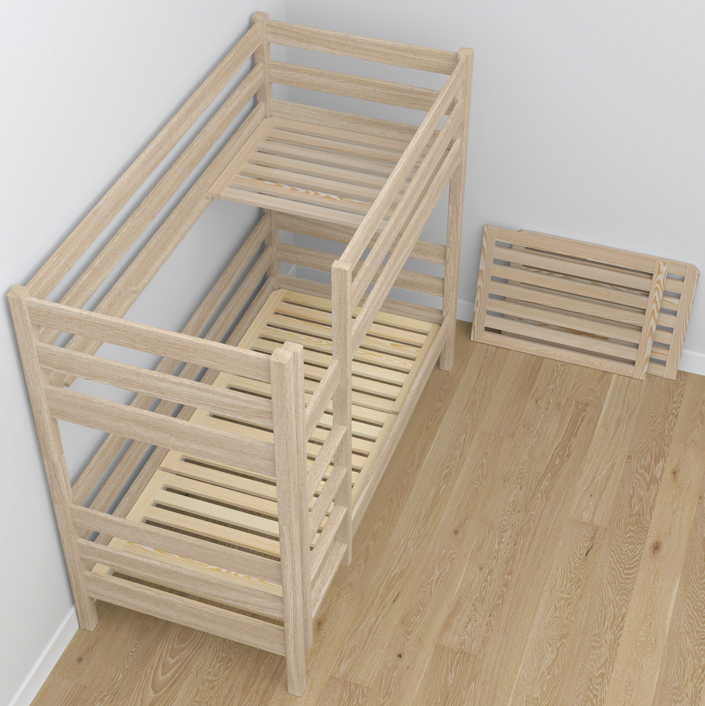 Stockbett WOODY 01 mit Schublade Eiche weiß lasiert