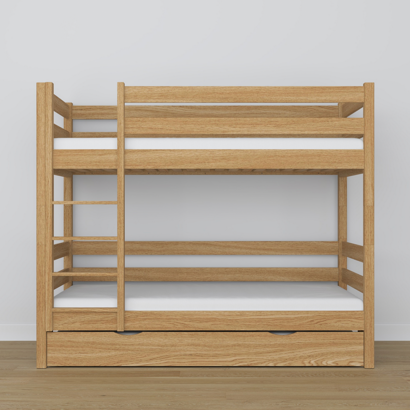 Stockbett WOODY 01 mit Schublade Eiche natur