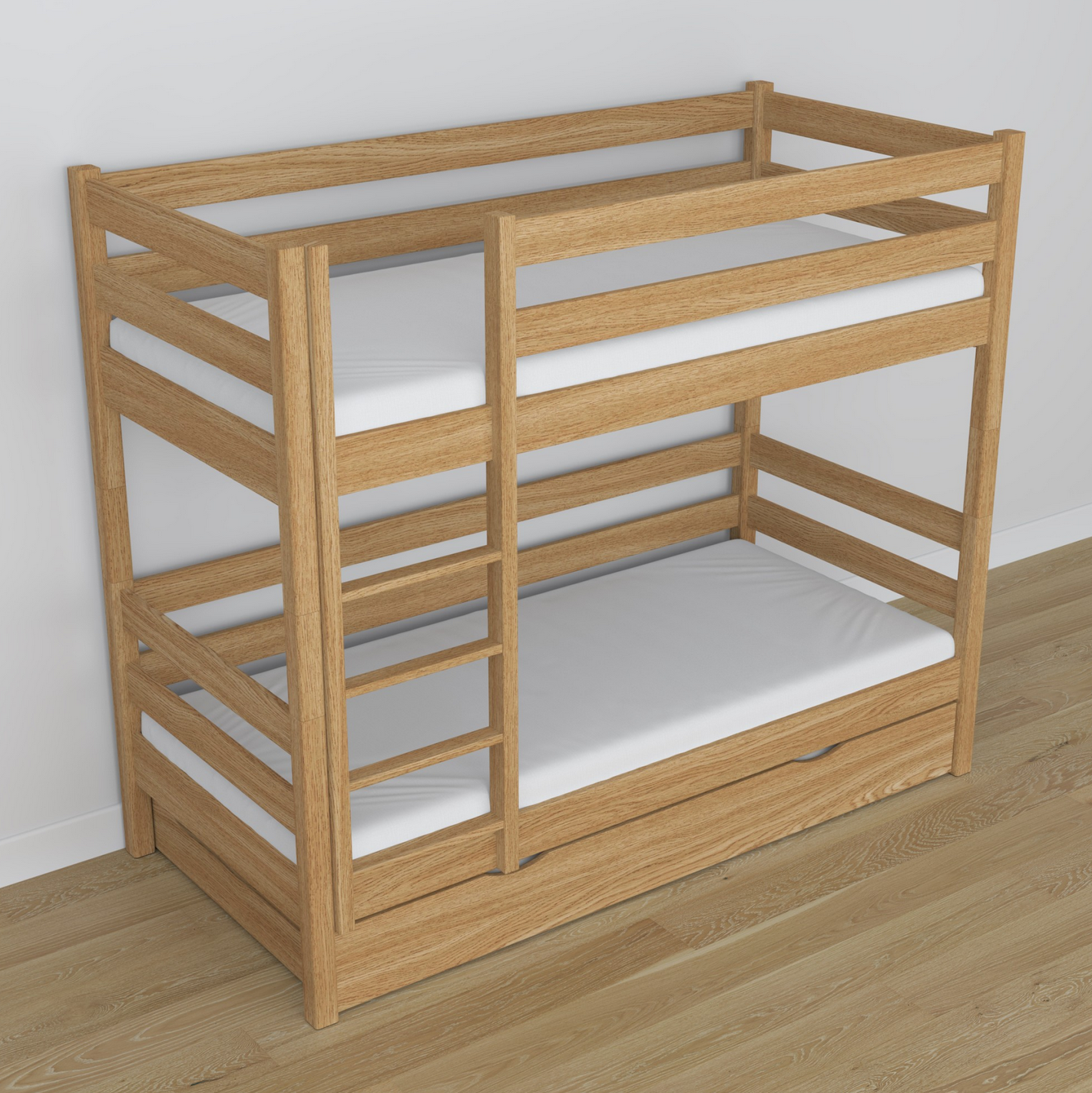 Stockbett WOODY 01 mit Schublade Eiche natur