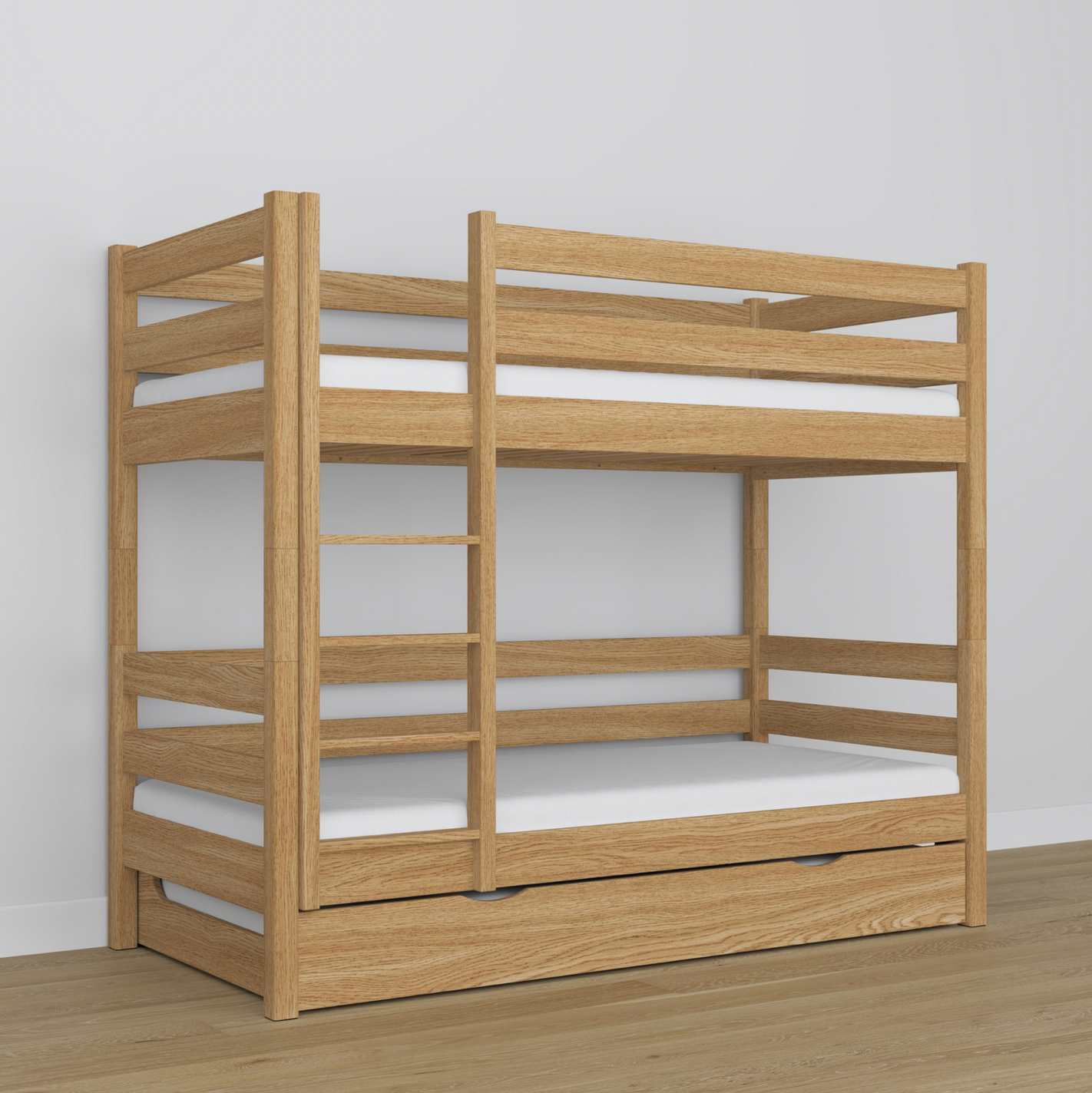 Stockbett WOODY 01 mit Schublade Eiche natur