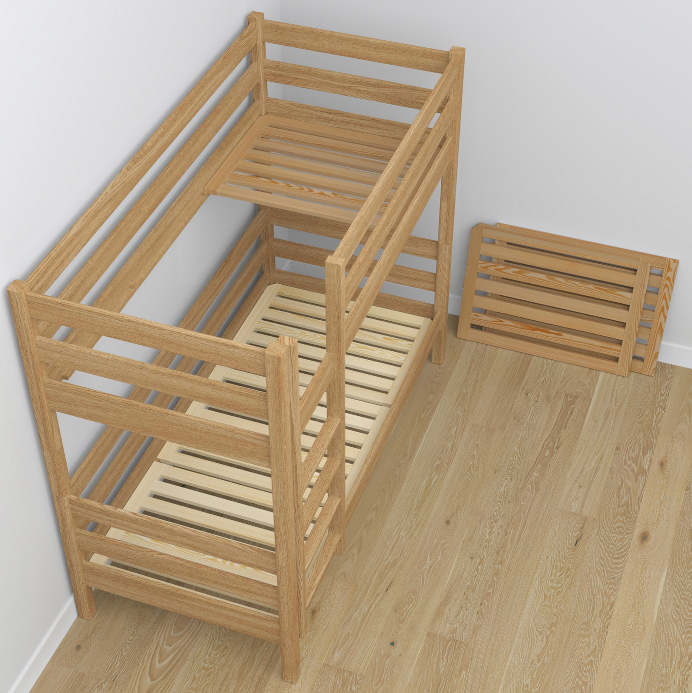 Stockbett WOODY 01 mit Schublade Eiche natur