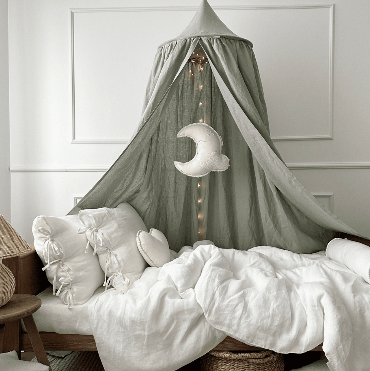 Baldachin aus Leinen sage green