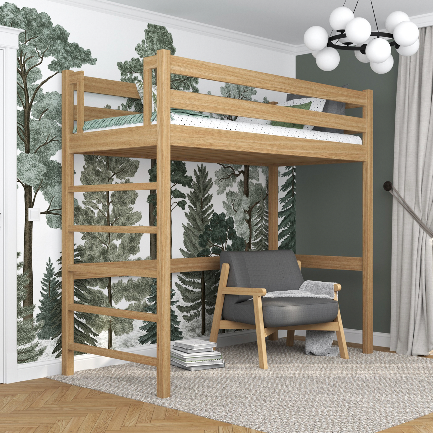 Hochbett WOODY 01 Eiche natur