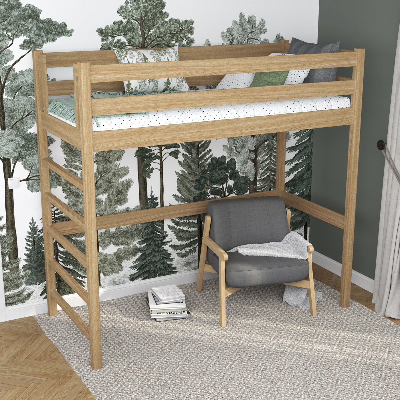 Hochbett WOODY 01 Eiche natur